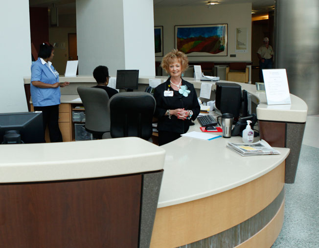 Concierge Desk as you enter Community Hospital North